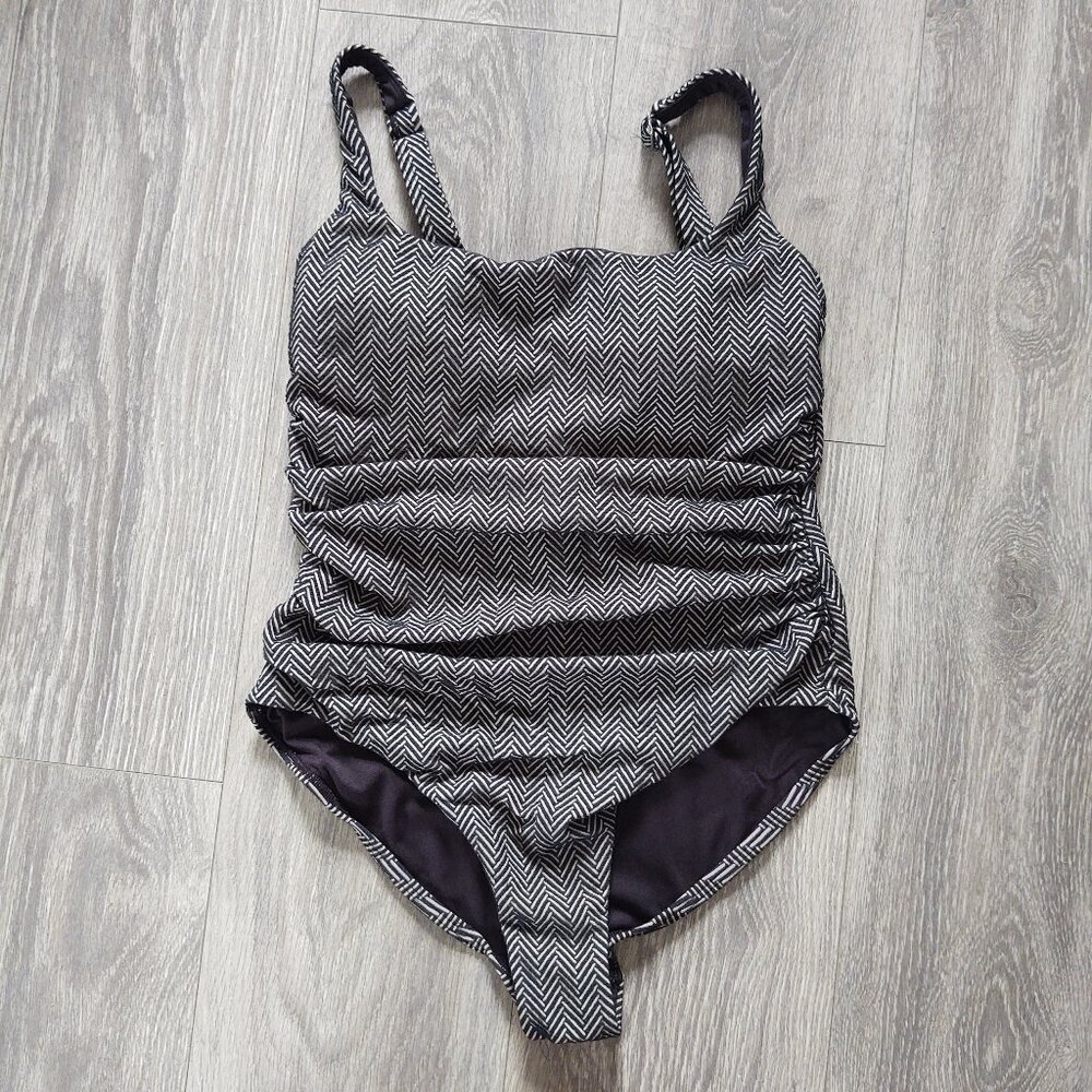 Simons Textured Patterened One Piece Swimsuit